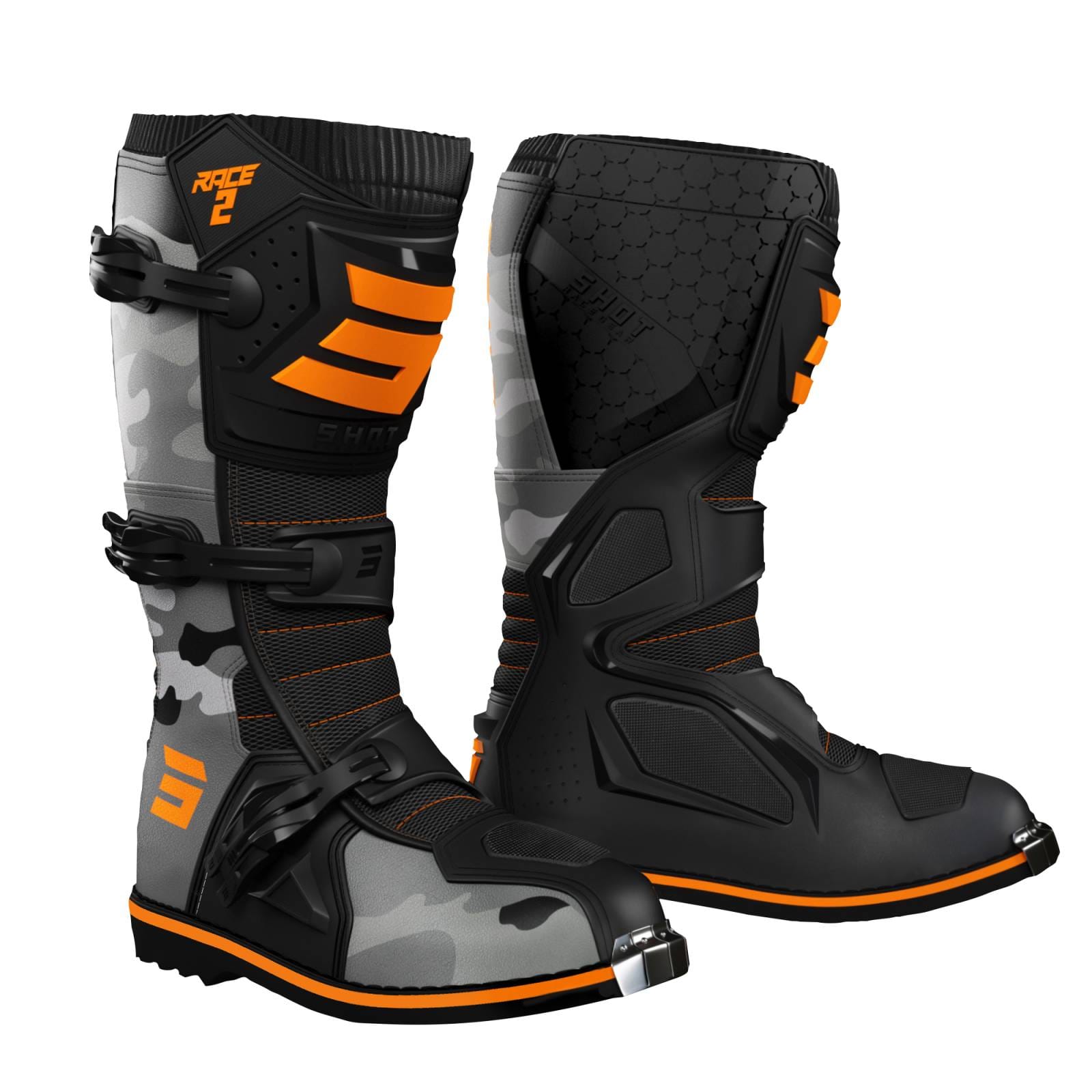 SHOT Botas Race 2 Camo/Naranja Fluor
