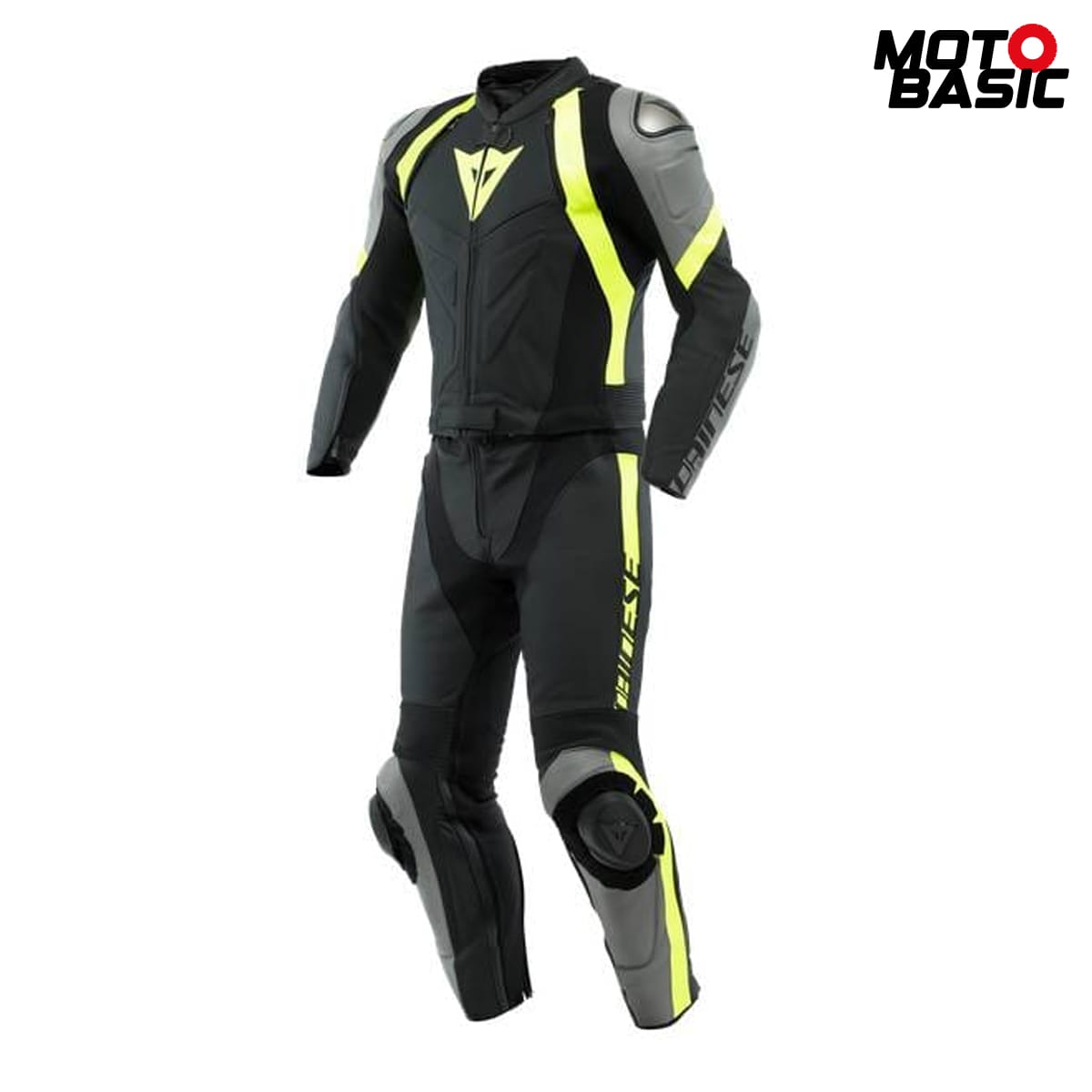 Mono 2 piezas DAINESE Avro 4 Negro/Gris/Amarillo Fluor