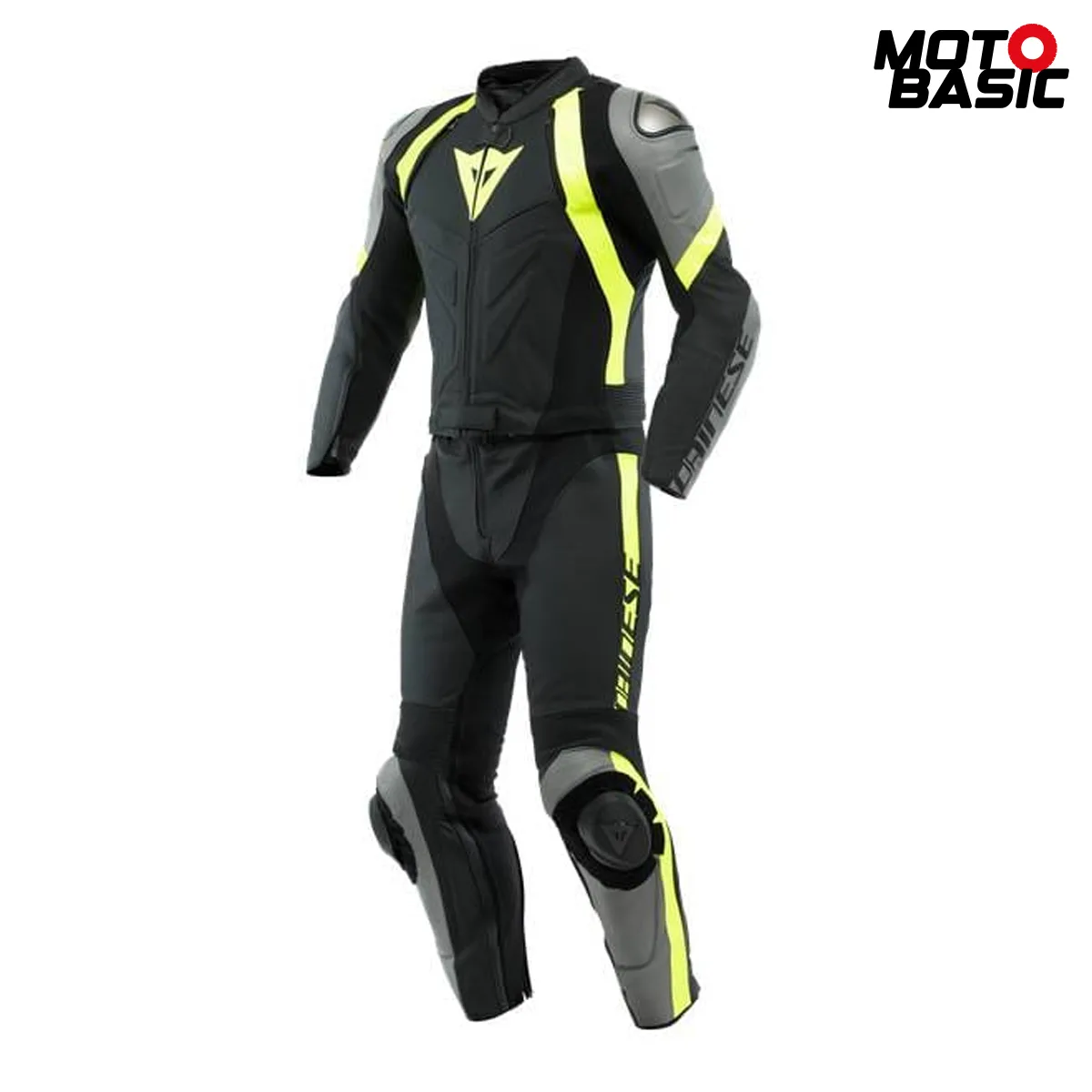 Mono 2 piezas DAINESE Avro 4 Negro/Gris/Amarillo Fluor