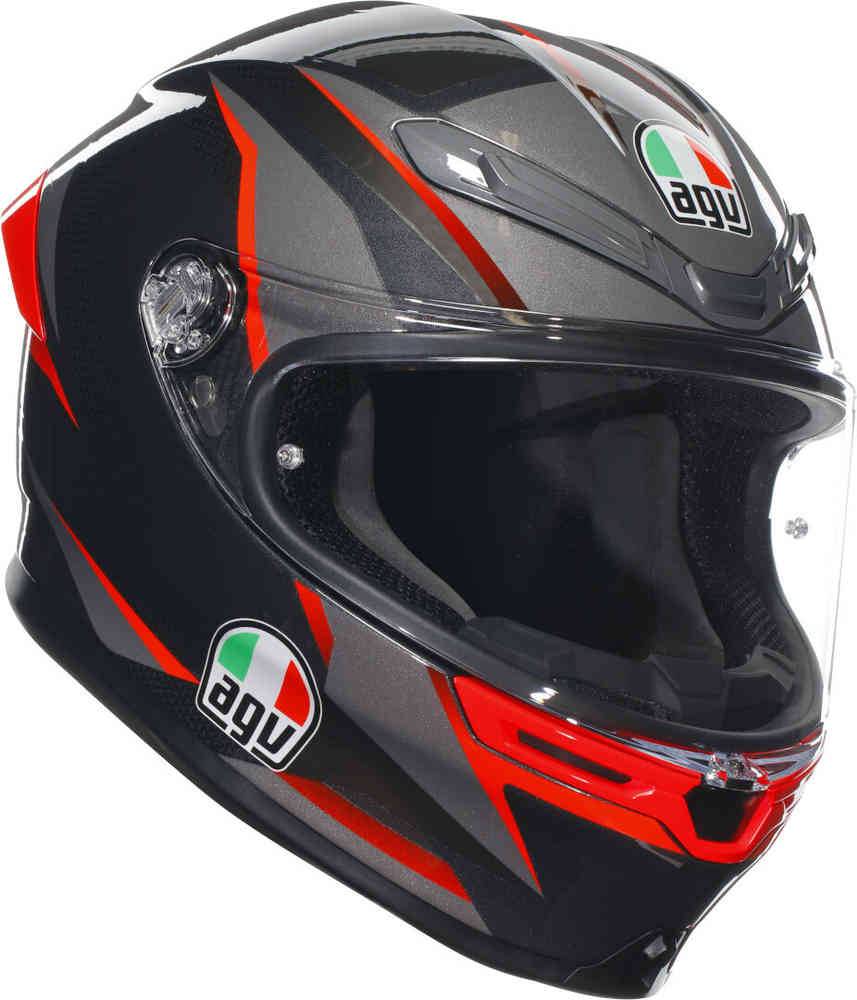 AGV Casco K6 S E2206 - Slashcut Negro/Gris/Rojo