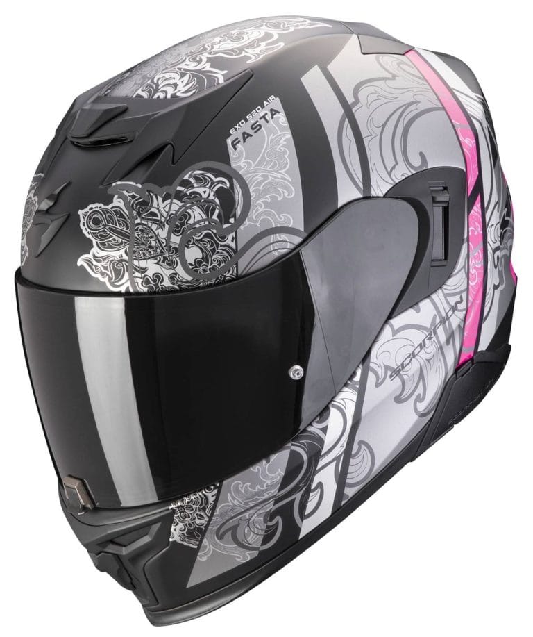 SCORPION Casco EXO-520 Evo Air Fasta Negro Mate/Plata/Rosa