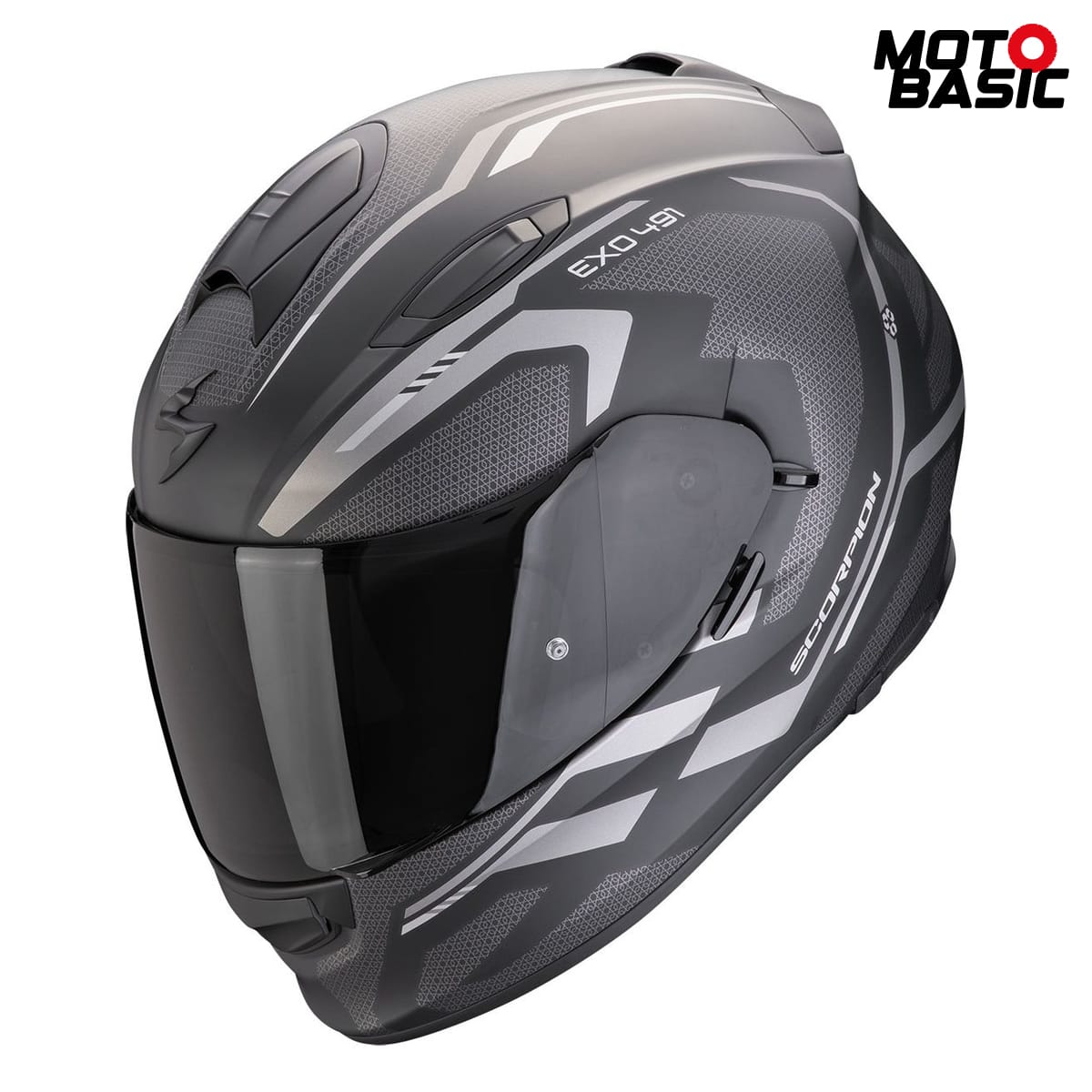 Casco SCORPION EXO-491 Kripta Negro Mate/Plata