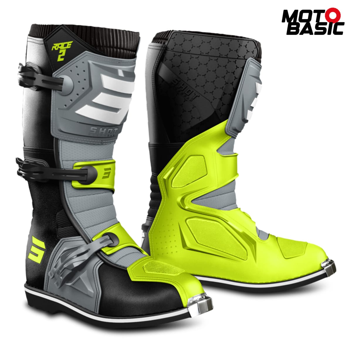 botas-shot-race-2-negro-gris-amarillo-fluor 1