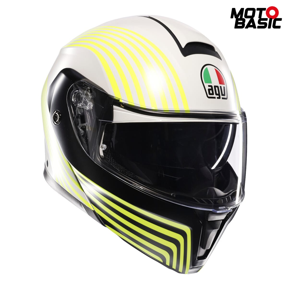 Casco AGV Streetmodular Iseo Blanco Mate/Negro/Amarillo Fluor