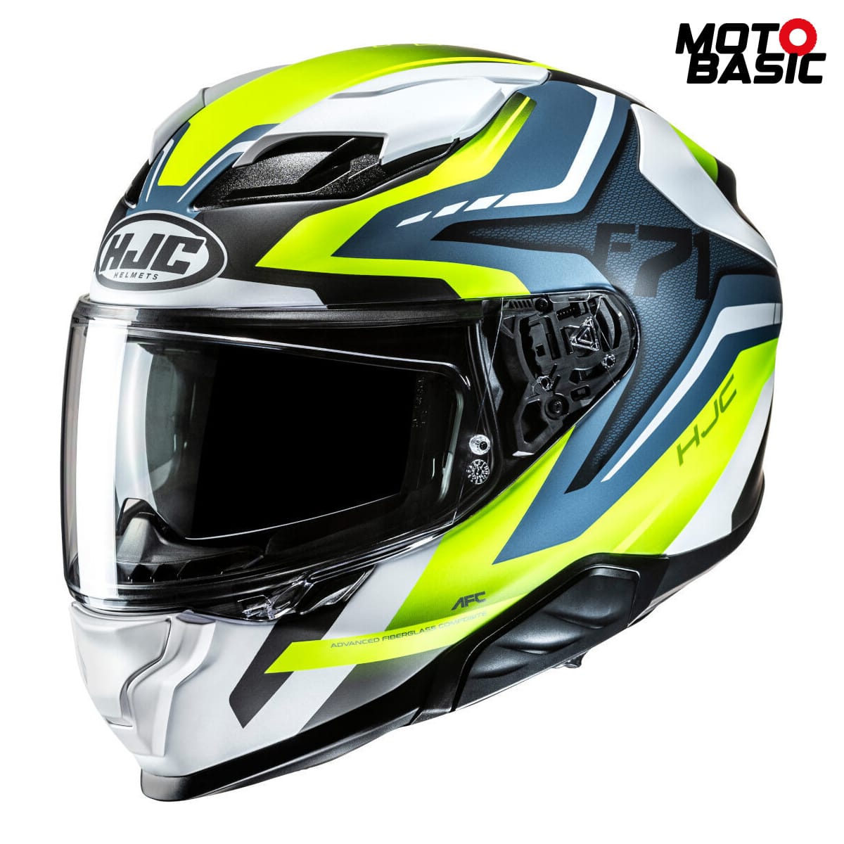 Casco HJC F71 Fes Blanco/Negro/Azul/Amarillo