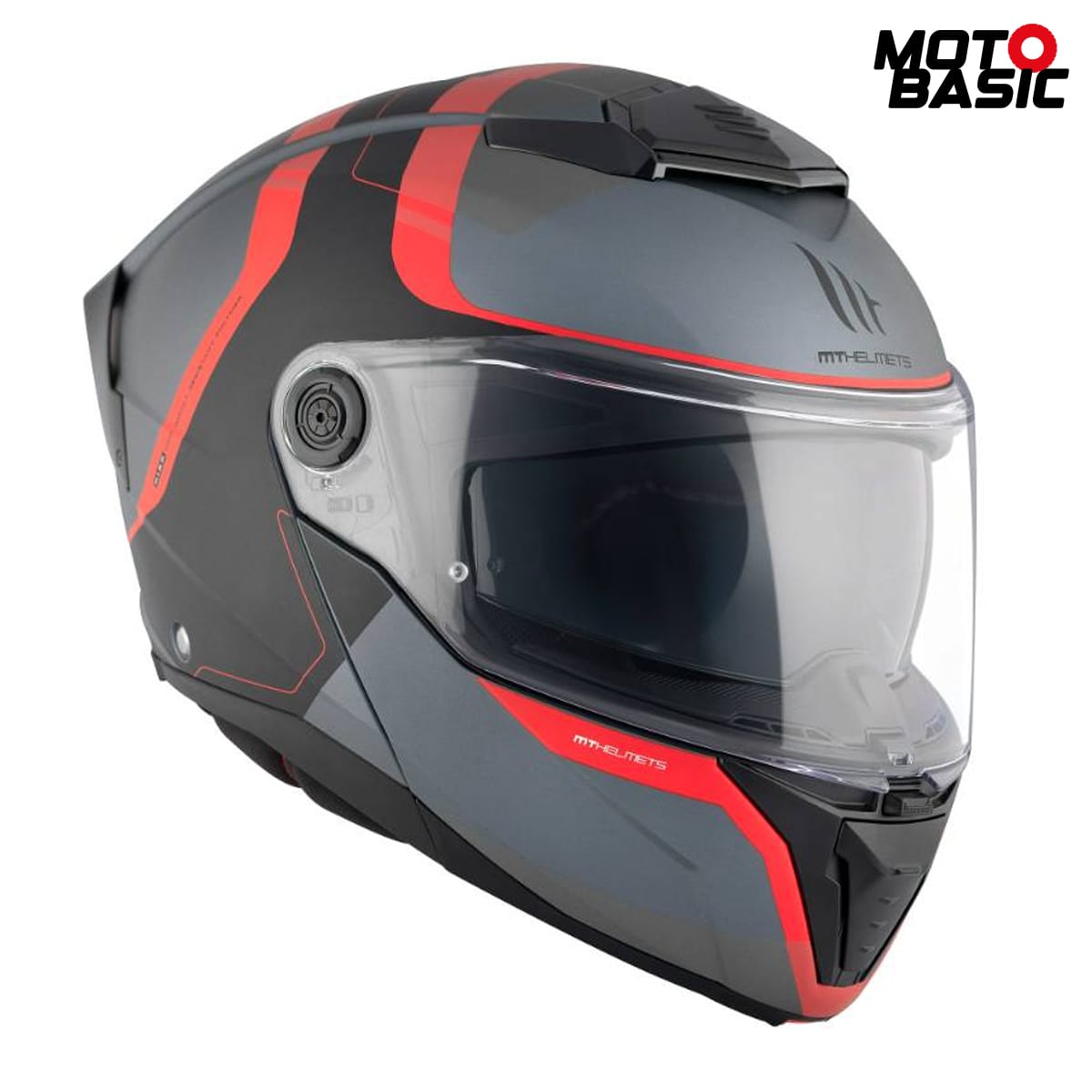 Casco MT Atom 2 SV Emalla Negro Mate/Gris/Rojo