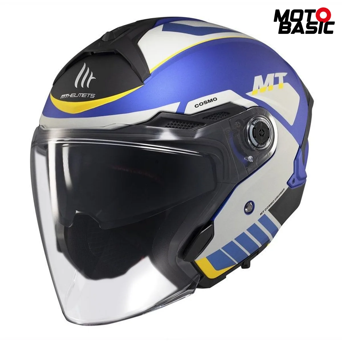 Casco MT Cosmo SV Cruiser Gris Mate/Azul/Negro/Amarillo