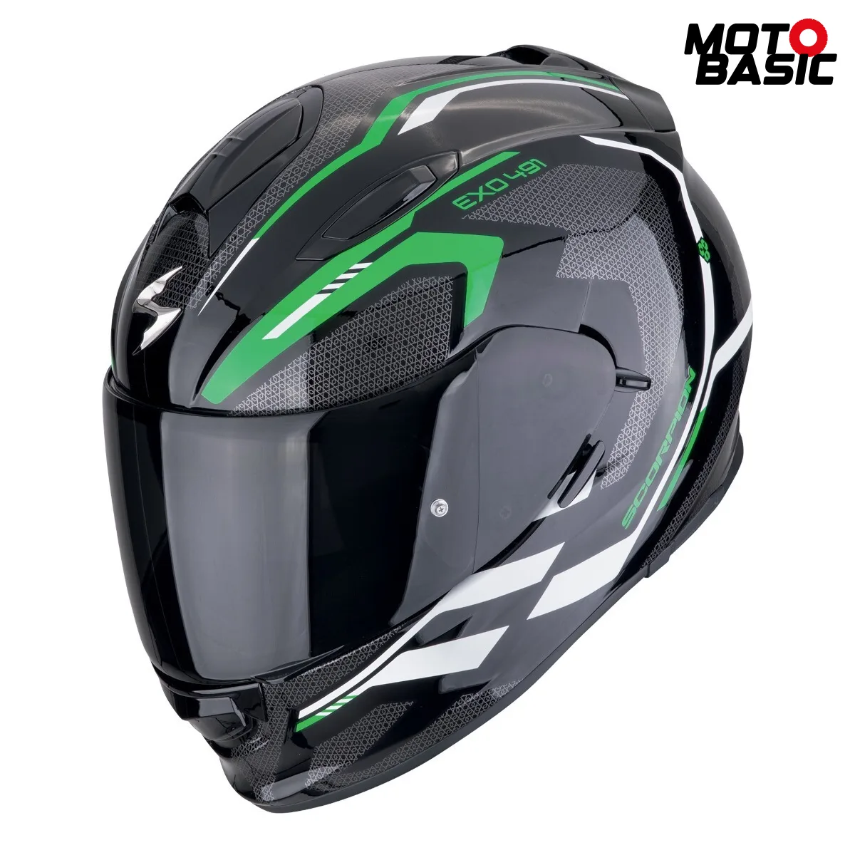 Casco SCORPION EXO-491 Kripta Negro/Verde/Blanco