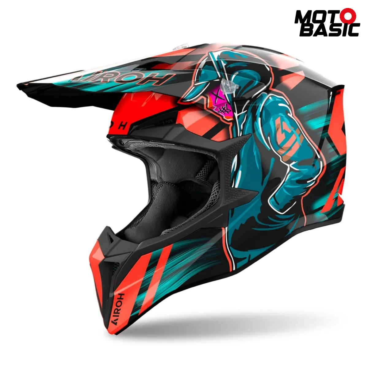 Casco AIROH Wraaap Cyber Naranja/Azul/Negro