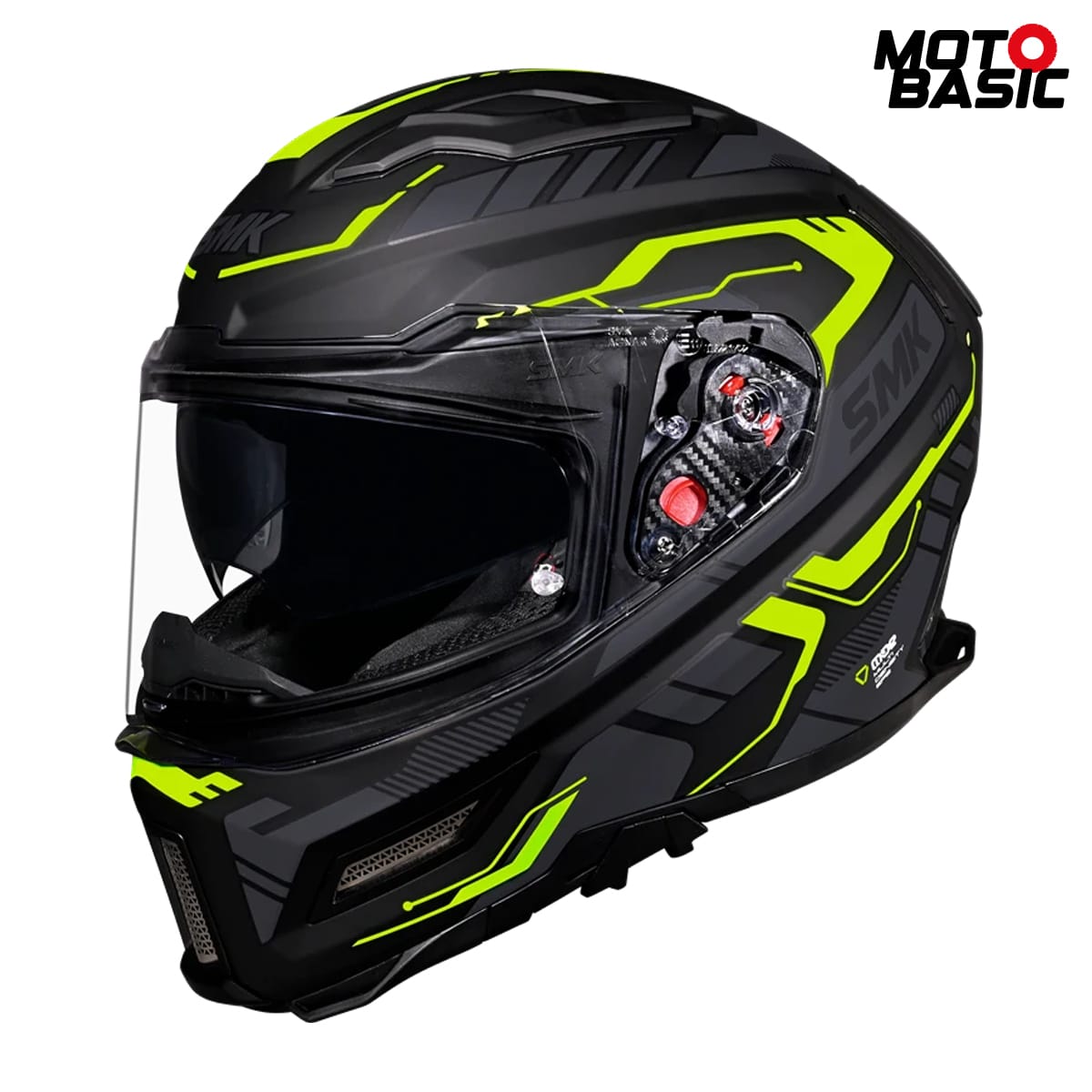 Casco SMK Agnar Tektron Negro Mate/Gris/Amarillo Fluor
