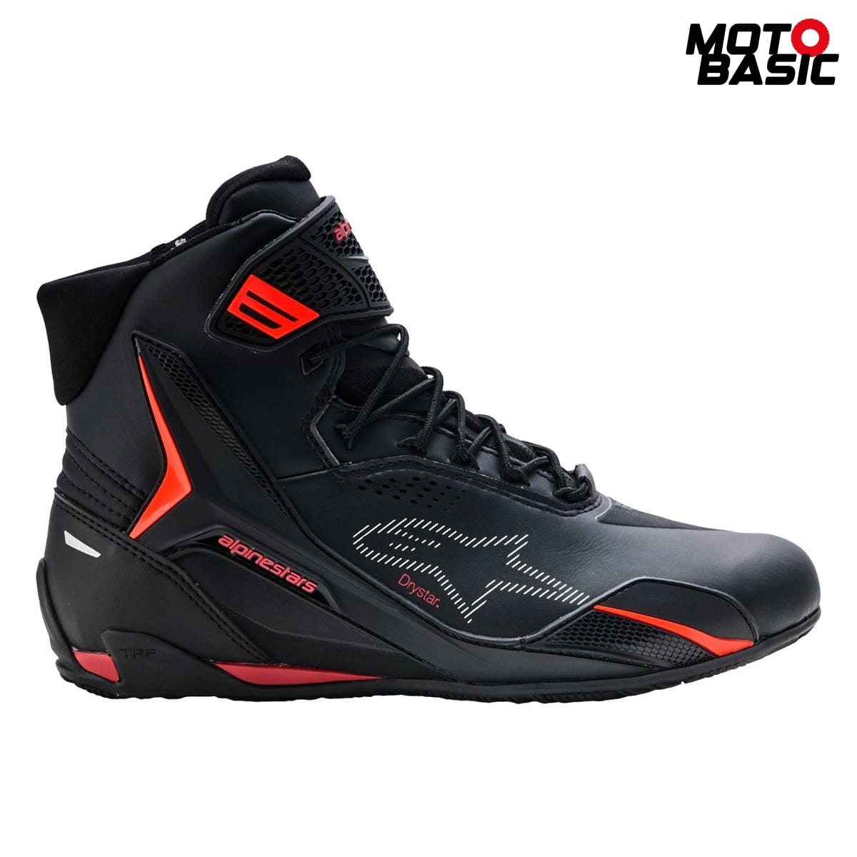 botin-alpinestars-faster-4-drystar-negro-rio-rojo-rojo-fluor 2