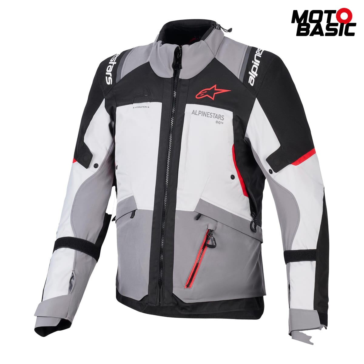 Chaqueta ALPINESTARS Andes V4 Drystar Gris/Gris Hielo/Negro/Rojo Fluor