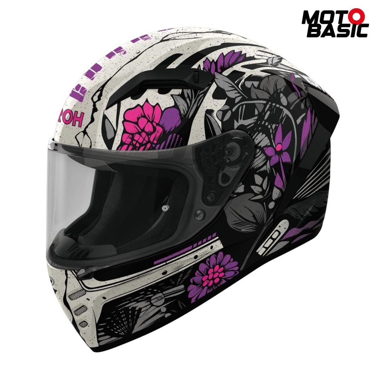 Casco AIROH Connor Bloom Negro/Blanco/Rosa