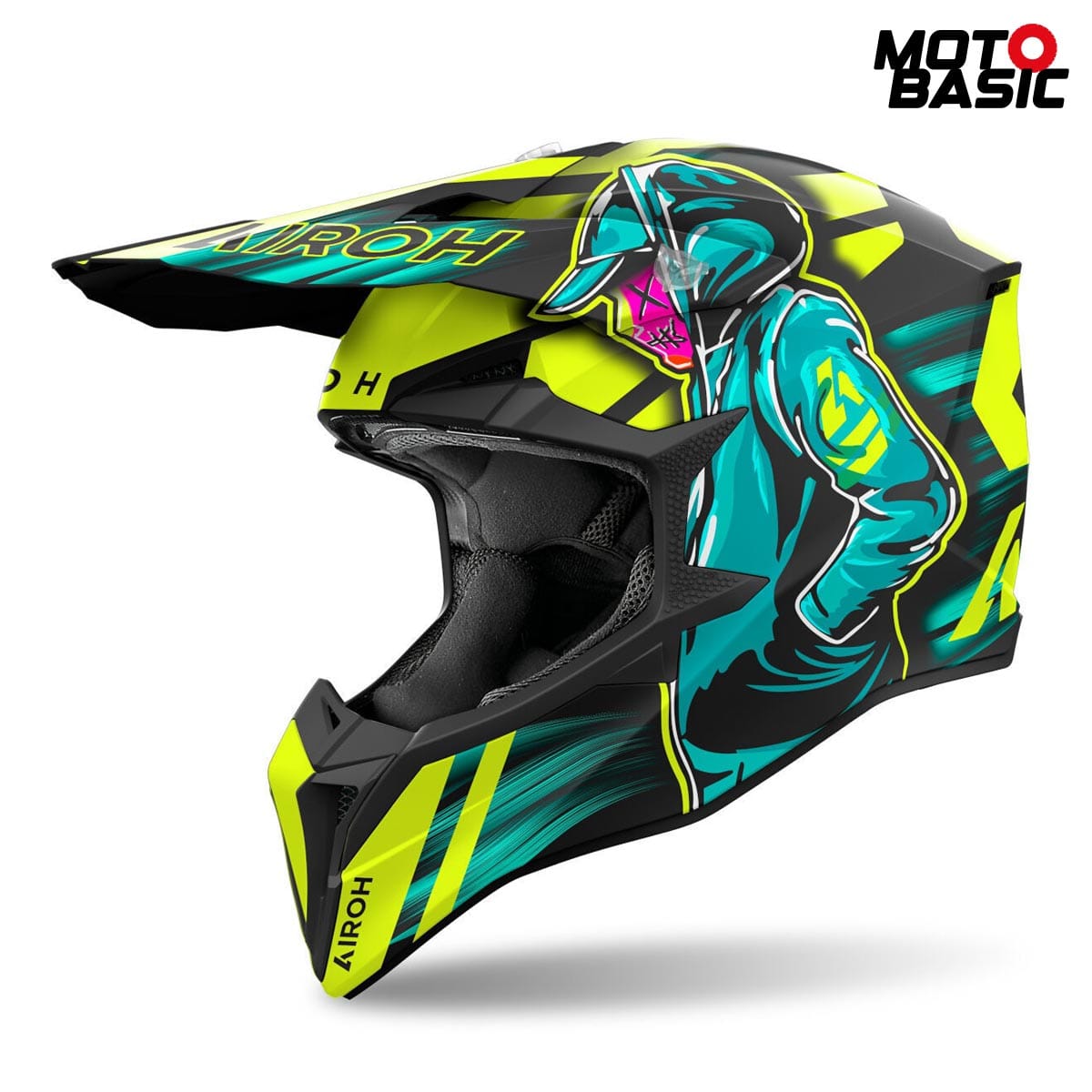 Casco AIROH Wraaap Cyber Amarillo Fluor/Azul/Negro