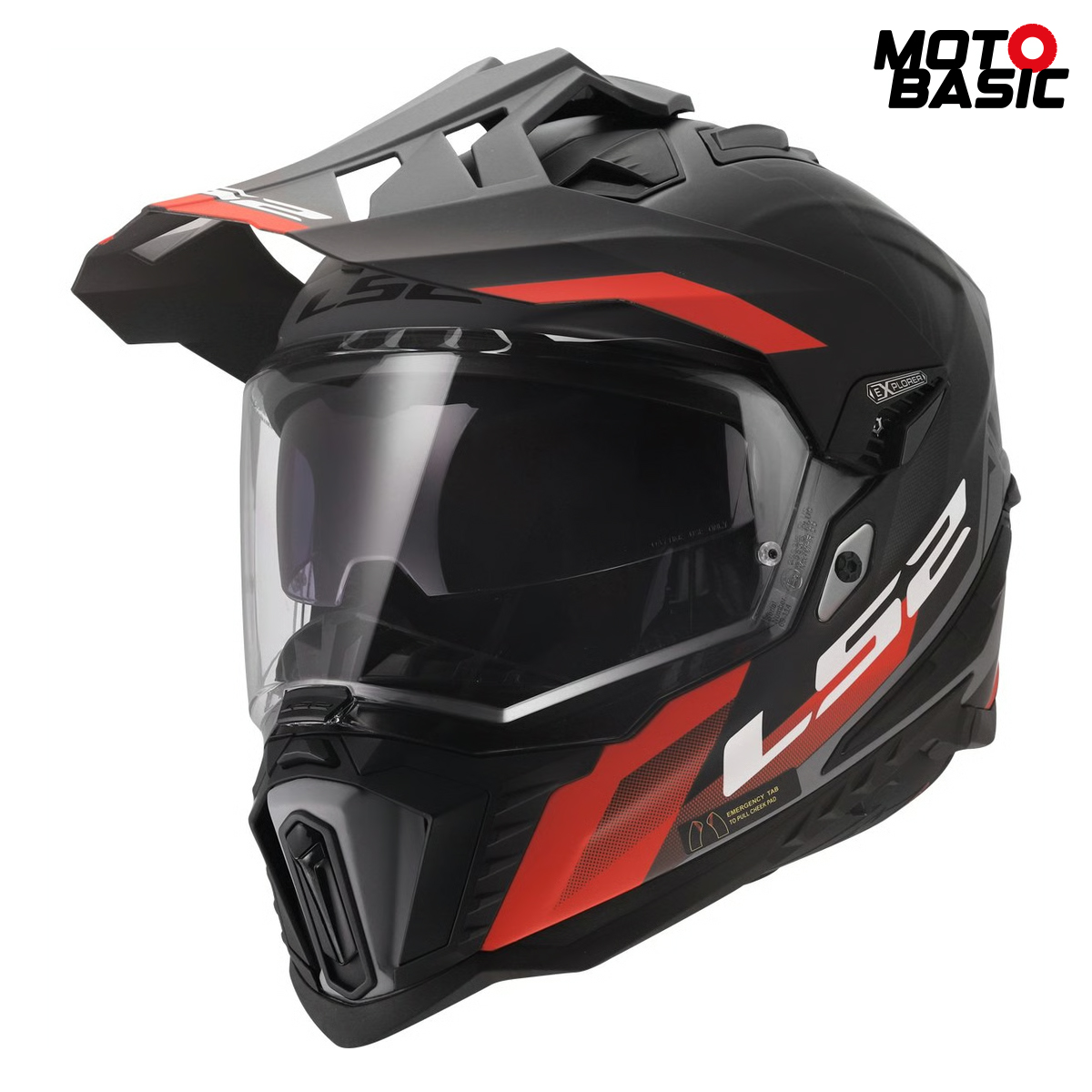 Casco LS2 Explorer Hexa Negro Mate/Rojo/Gris